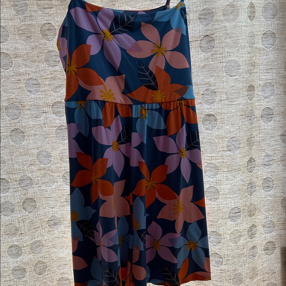 Fighting Eel Navy Floral A-Line Skirt with Pink & Orange Blooms